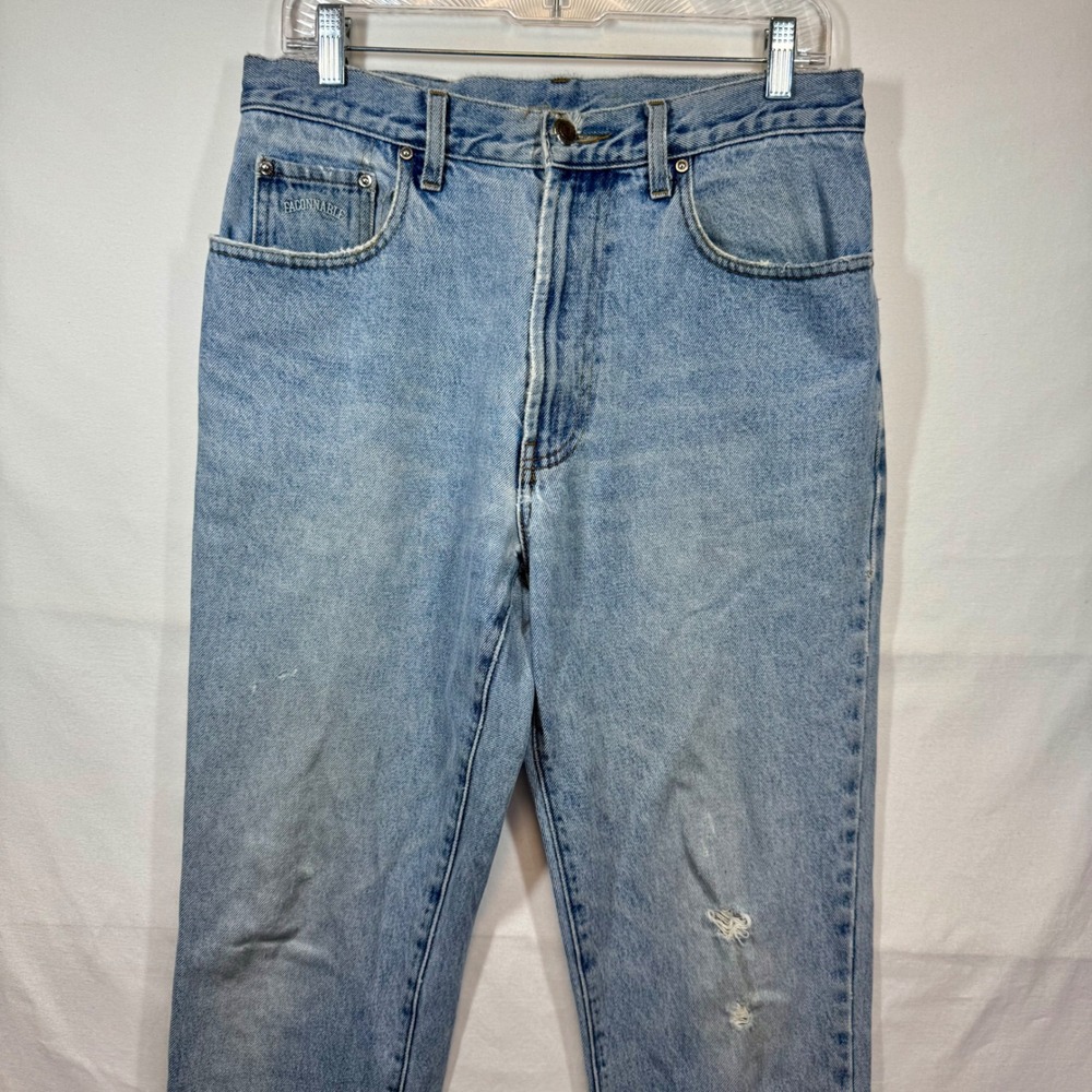 Faconnable Men's Jeans Light Wash Distressed Denim Casual‎ Pants Size 32R Y2K